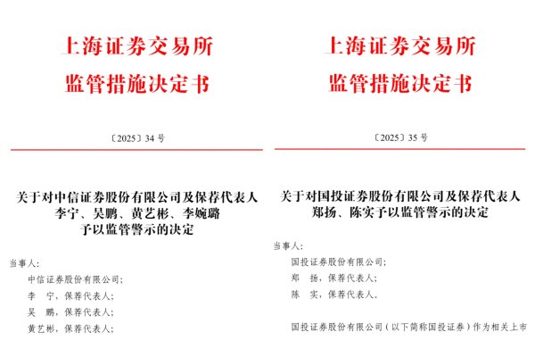 股票入门网 保荐职责履行不到位，中信证券、国投证券及6名保代被监管警示